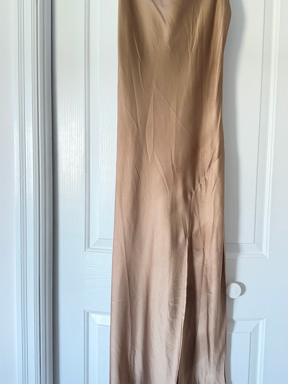 Satin Slip Maxi Dress in Taupe